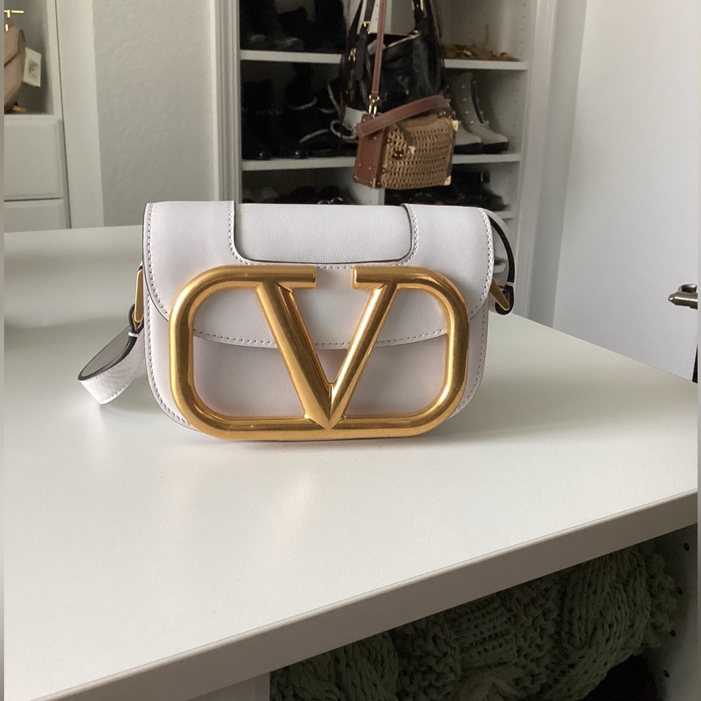 Valentino Garavani White Crossbody Bag with Gold Accent